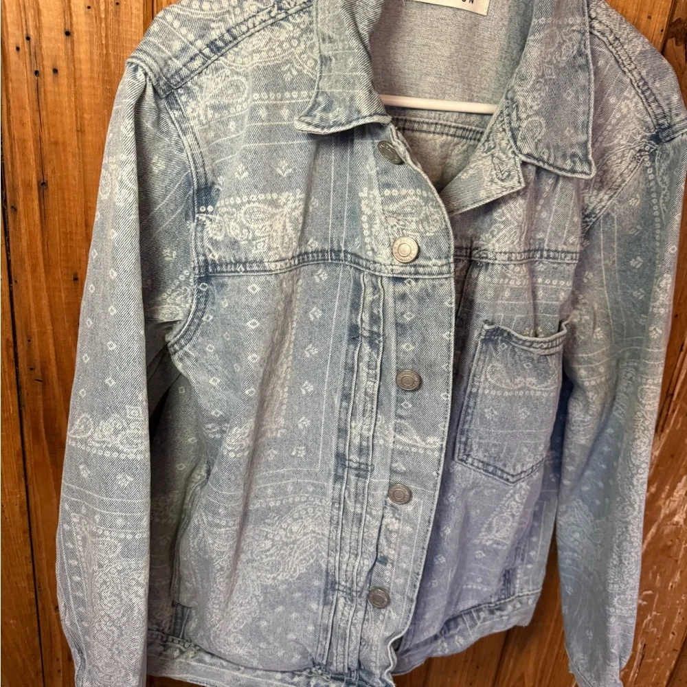 PacSun Men’s Light Wash Paisley Print Denim Jacket Size L - Picture 15 of 16
